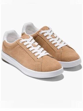 Cole Haan Beige Suede Low-Top Sneakers with White Soles